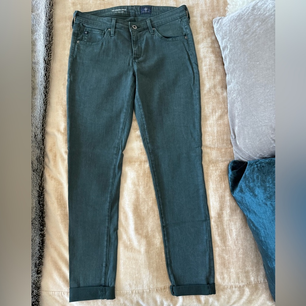 AG ADRIANO GOLDSCHMIED The Legging Ankle Super Skinny - Dark Green - Sz 27